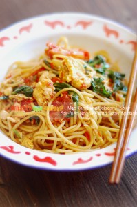 MEE KANGKUNG BELACAN / SPICY STIR-FRIED NOODLES WITH WATER SPINACH