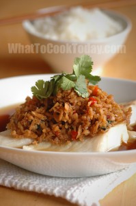 STEAMED FISH WITH CHOPPED CHILI AND PRESERVED RADISH/ CHAI POH