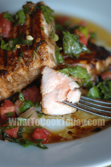 GRILLED SALMON WITH WATERMELON SALSA VERDE GRILLED SALMON WITH WATERMELON SALSA VERDE