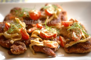 CHICKEN MILANESE WITH TOMATO AND FENNEL SAUCE