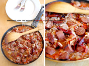 SHREDDED PORK AND BEEF WITH CHIPOTLE AND TOMATES VERDES