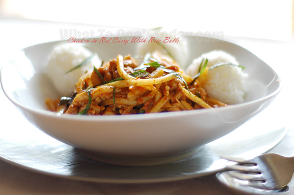 CHICKEN IN RED CURRY WITH RICE BALLS CHICKEN IN RED CURRY WITH RICE BALLS