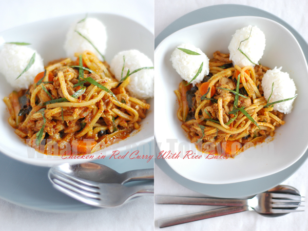 CHICKEN IN RED CURRY WITH RICE BALLS CHICKEN IN RED CURRY WITH RICE BALLS