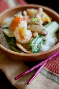 SHRIMP AND CHICKEN ANKAKE DONBURI