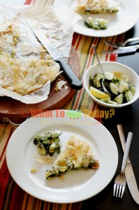 SPINACH & FETA FILO PIE WITH CUCUMBER SALAD SPINACH & FETA FILO PIE WITH CUCUMBER SALAD