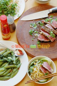 COMPLETE 30-MINUTE MEAL: RIB-EYE STEAK WITH DAN DAN NOODLES AND GREENS