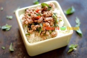 STIR-FRIED CHICKEN WITH HOLY BASIL ON RICE/ GAI PHAT KRAPAO