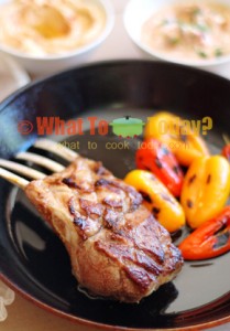 MOROCCAN LAMB CHOPS WITH FLATBREAD AND CHEESE-STUFFED PEPPERS