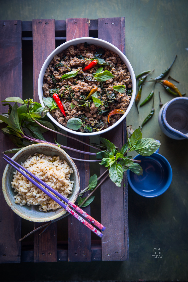 Stir fried chicken with Thai basil Gai Phat Krapao 2 3 servings