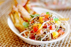 SOBA NOODLES SALAD WITH SWEET SHRIMP ROLLS