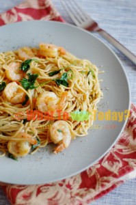 SPAGHETTI WITH SHRIMP AND WATERCRESS