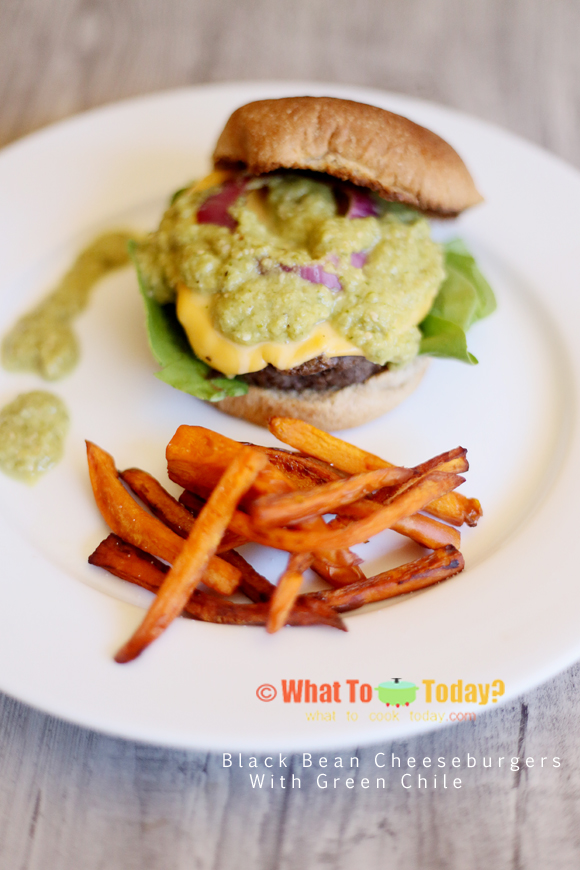 BLACK BEAN CHEESEBURGERS WITH GREEN CHILE BLACK BEAN CHEESEBURGERS WITH GREEN CHILE