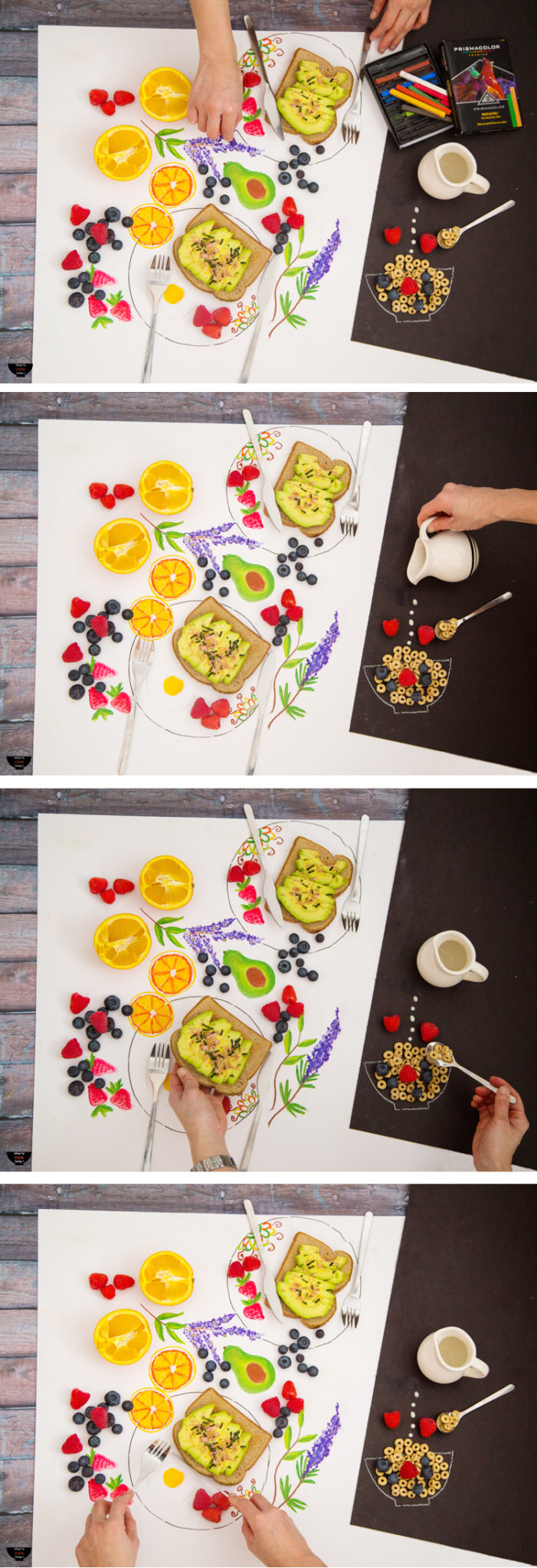 Color your breakfast and eat it too. It's fun to combine illustration with real food objects. I love the "surreal" effect they give. #relaxandcolor #coloringwithMichaels #Pmedia #ad @MichaelsStores