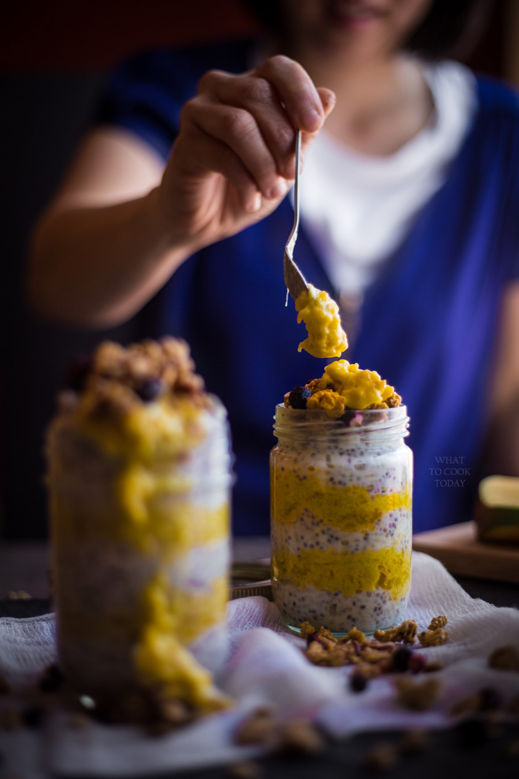 Rice chia pudding with coconut mango sauce and super grains topping #GranolaMyWay #ad