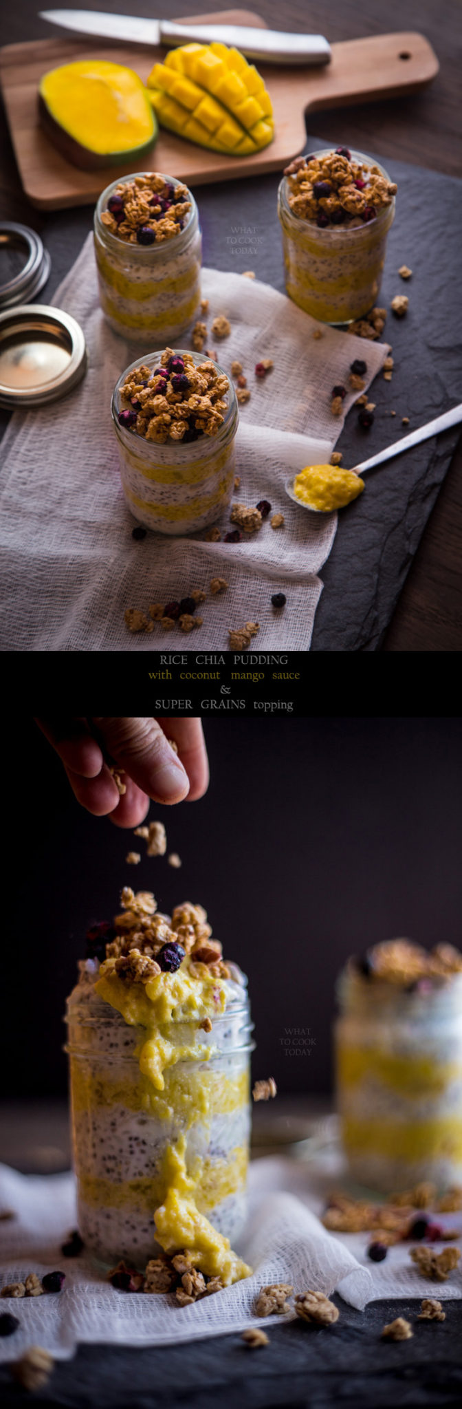 Rice chia pudding with coconut mango sauce and super grains topping #GranolaMyWay #ad