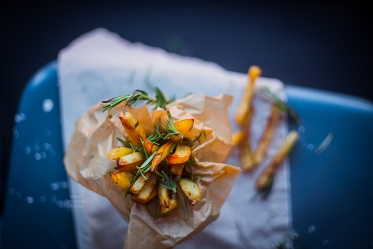 Crispy miso rosemary oven fries