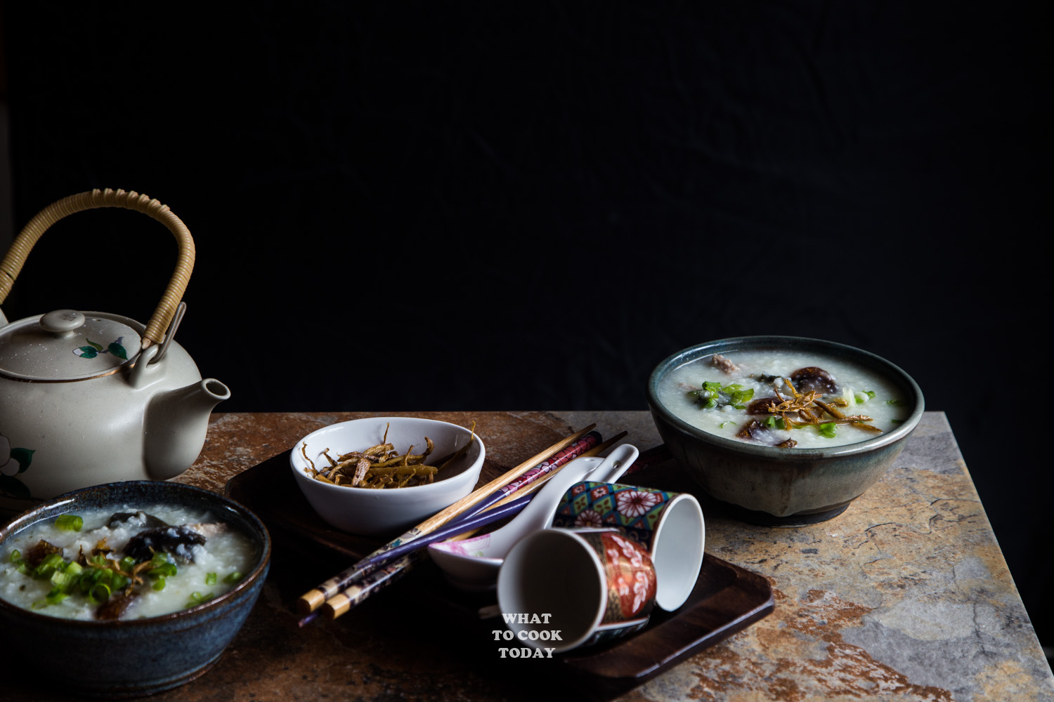 Pork and century egg congee (Bubur pitan)