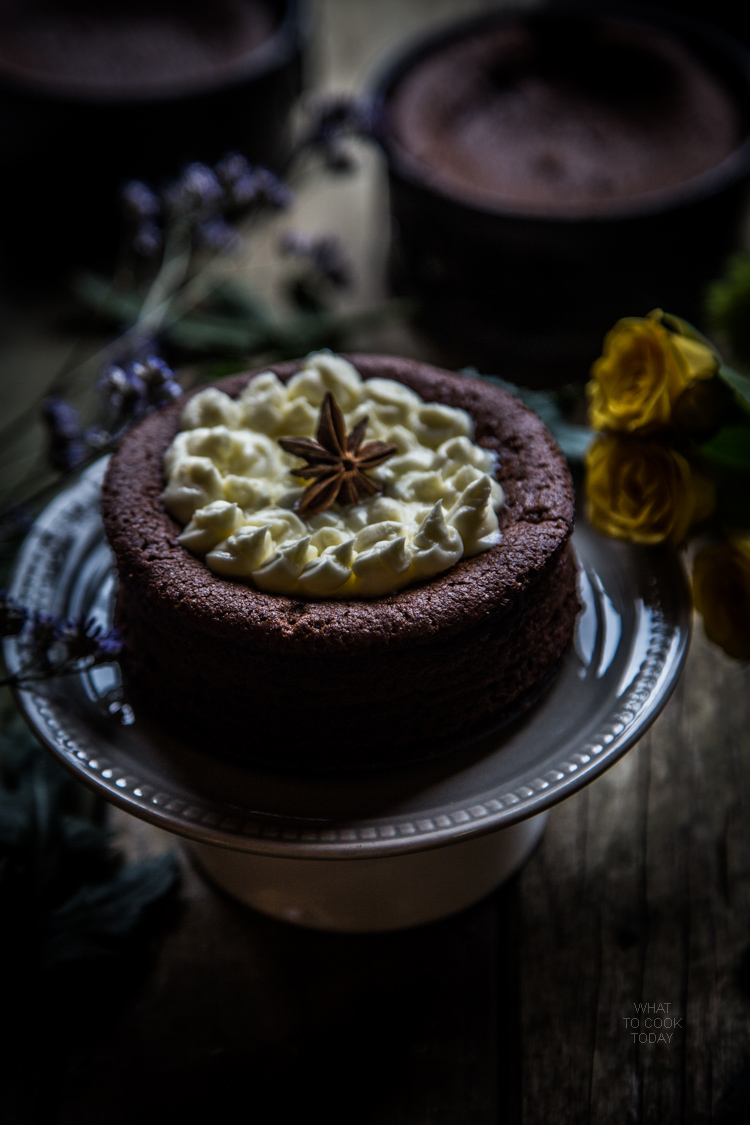 Five-spice flourless chocolate cakes