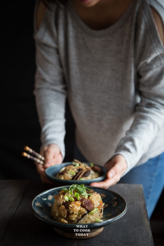 Easy Pressure Cooker Lo Mai Gai (Steamed Sticky Rice with Chicken)