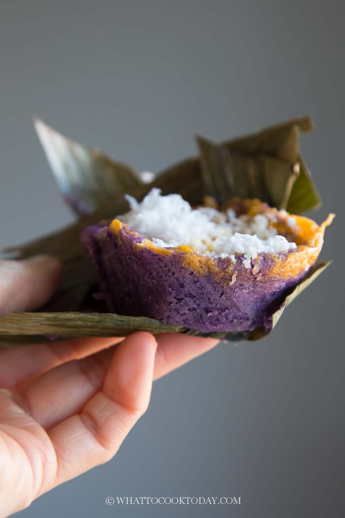 Ube Bibingka Galapong / Filipino Baked Rice Cake with Cheese and Salted Eggs