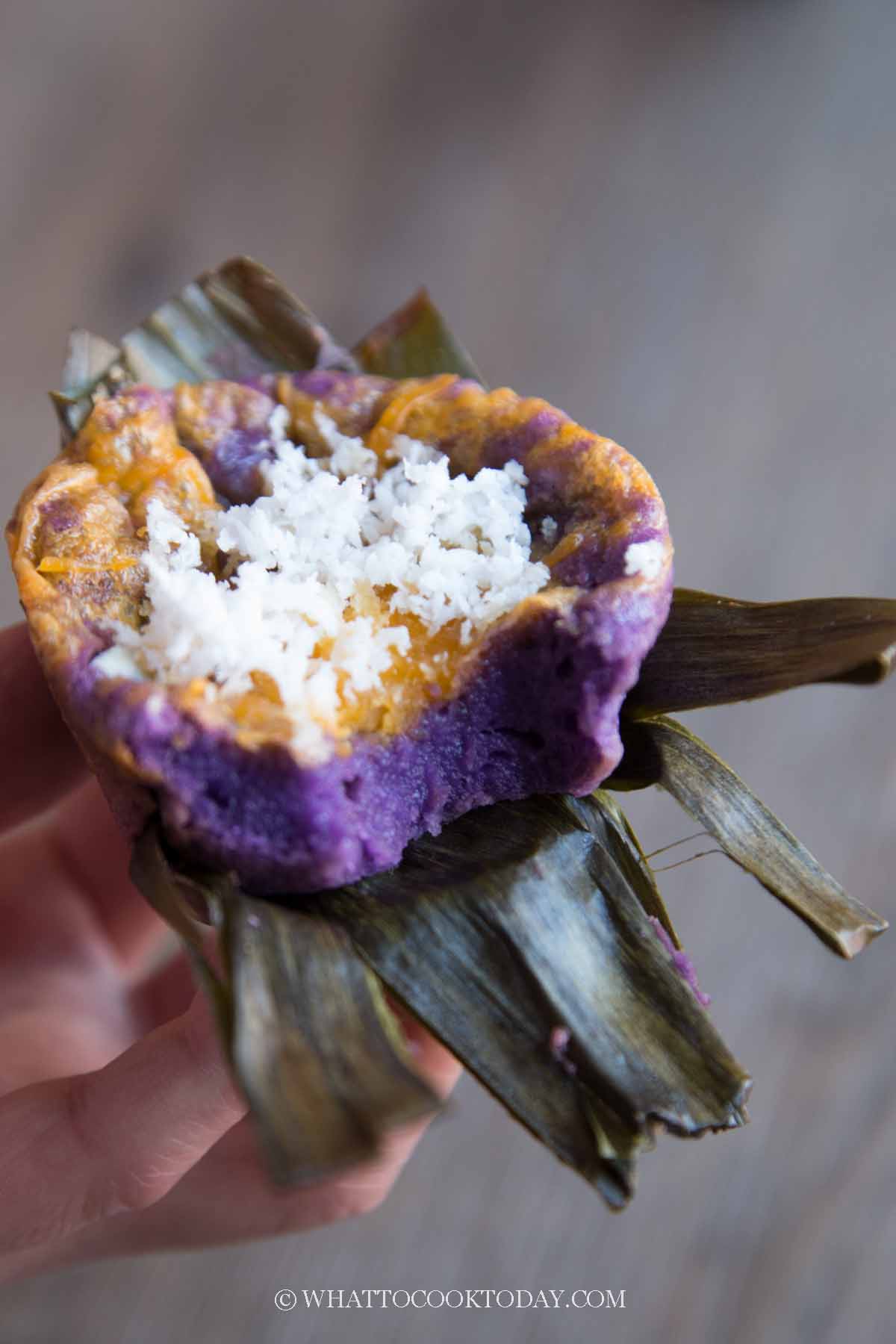 Ube Bibingka Galapong / Filipino Baked Rice Cake with Cheese and Salted Eggs