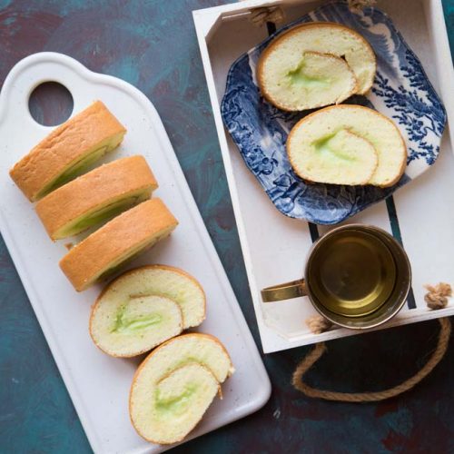 Pandan Kaya Swiss Roll (Bolu Gulung Kaya)