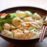 NOODLES WITH FRESH SHRIMP AND BABY GREENS/ 蝦仁菜心面
