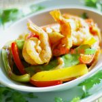 SHRIMP STIR-FRY WITH PEPPERS AND SWEET PEAS