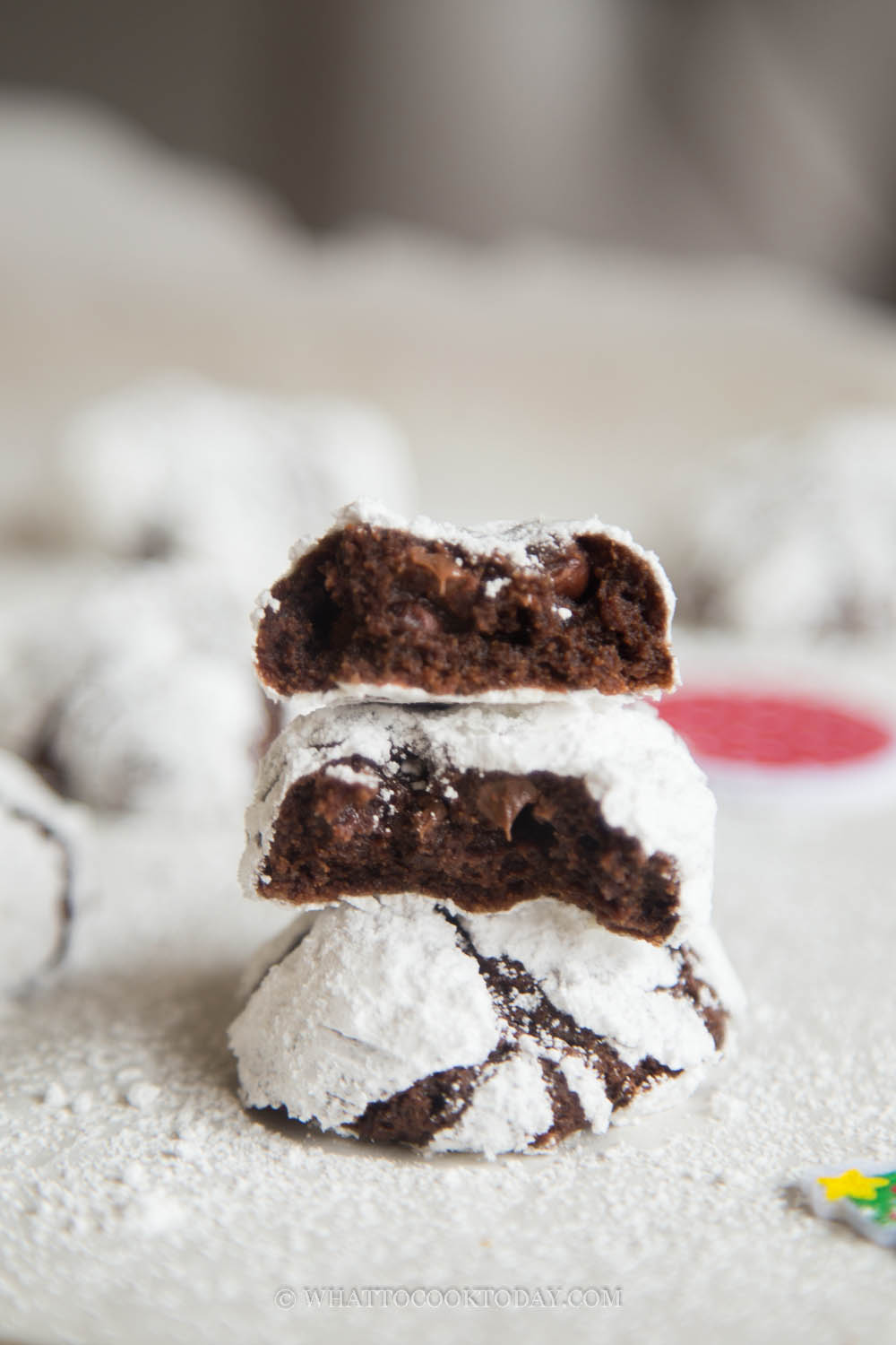 Soft and Fudgy Double Chocolate Crinkle Cookies