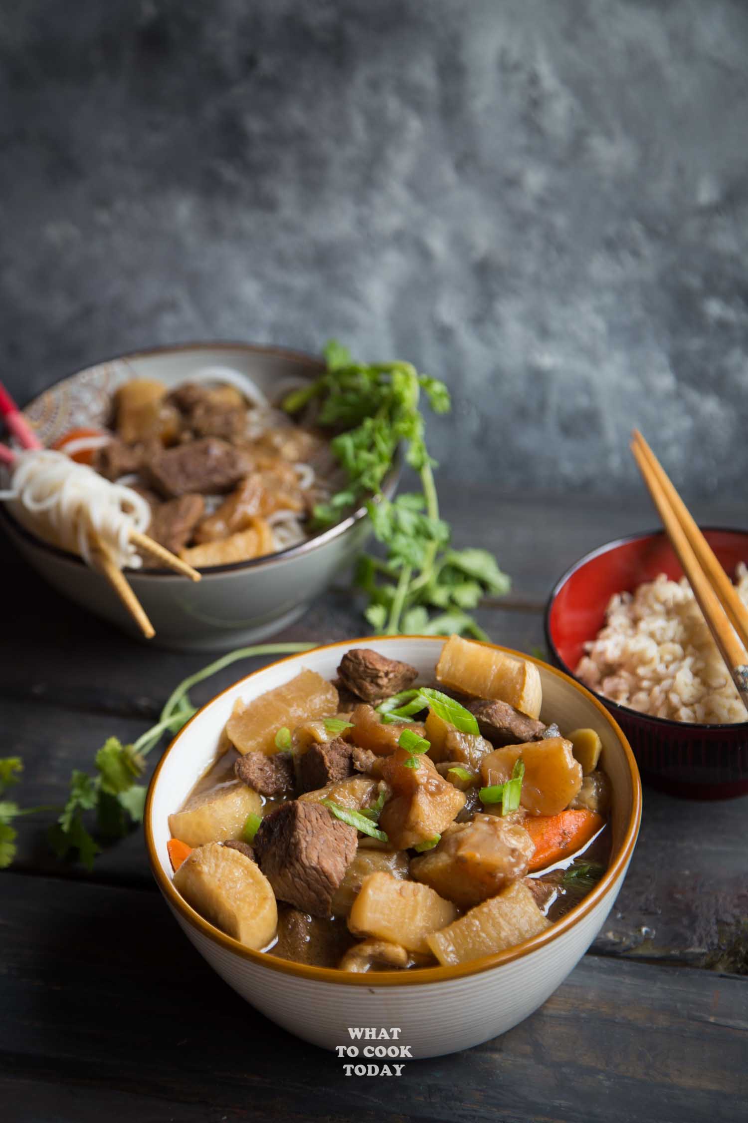 Pressure Cooker Beef Stew with Tendon and Daikon