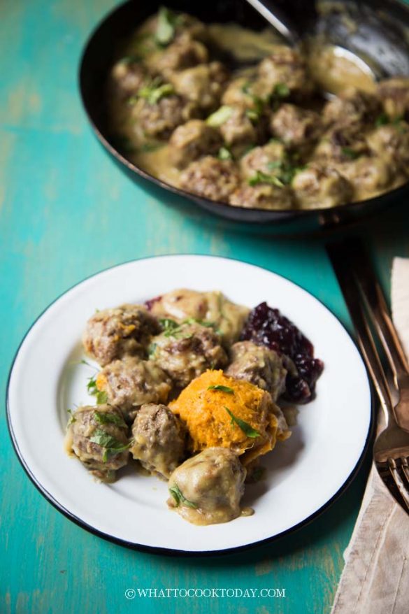 Homemade Swedish Meatballs with Sweet Potato Mash (DairyFree)