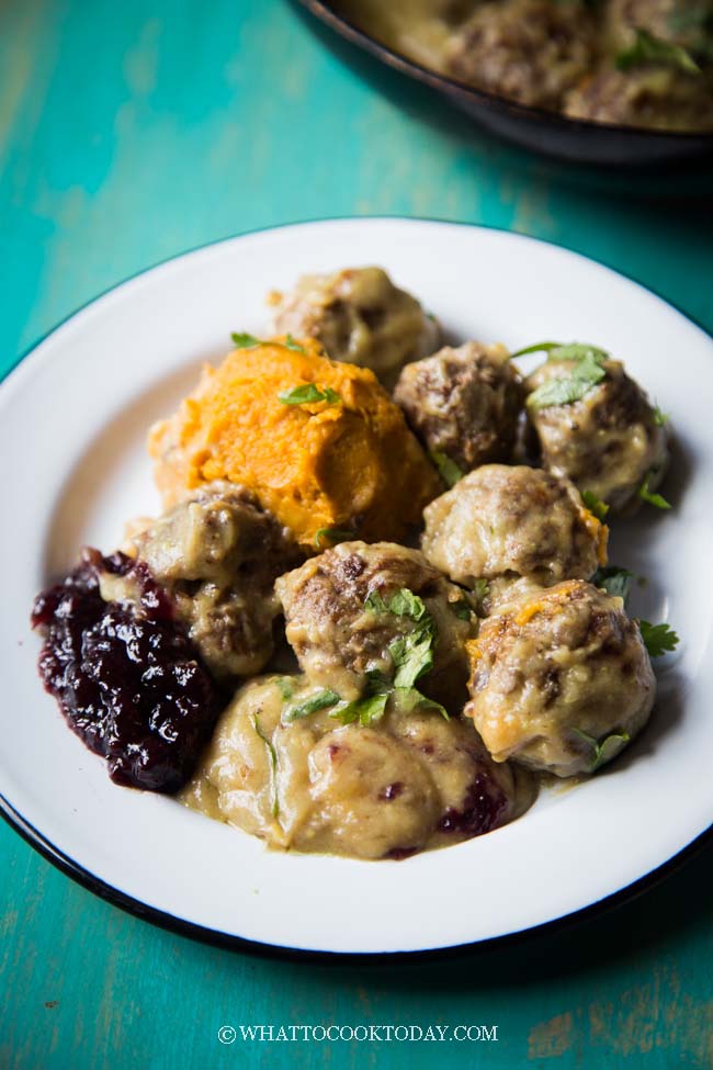 Homemade Swedish Meatballs with Sweet Potato Mash (Dairy-Free)