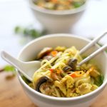 Linguine in lemongrass and coconut broth