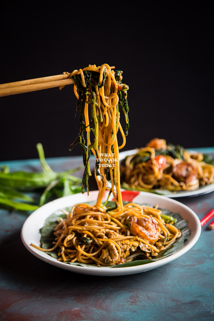 Mie Kangkung Belacan Medan Spicy Stir Fried Noodles With Shrimp Paste And Water Spinach