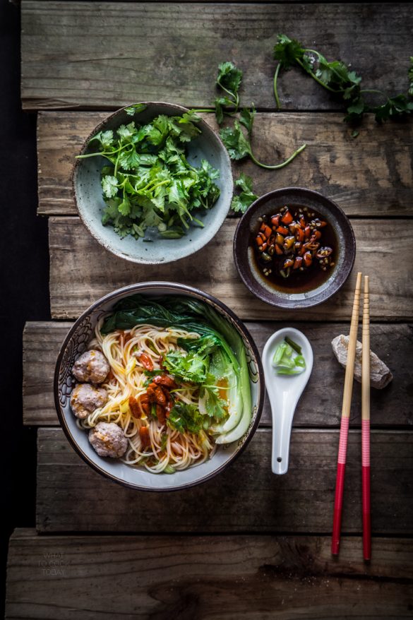 Easy Breezy Asian Pork Meatballs Noodle Soup What To Cook Today