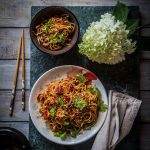 Noodle with sesame peanut dressing #foodphotography