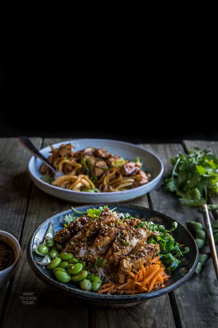 Ad: Stir-fried udon and Teriyaki crispy chicken rice bowl #ReimagineYourRoutine 