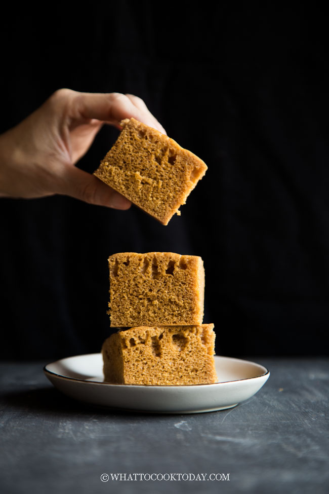 Premium Photo | Bolu kukus gula merah or brown sugar steamed sponge cake