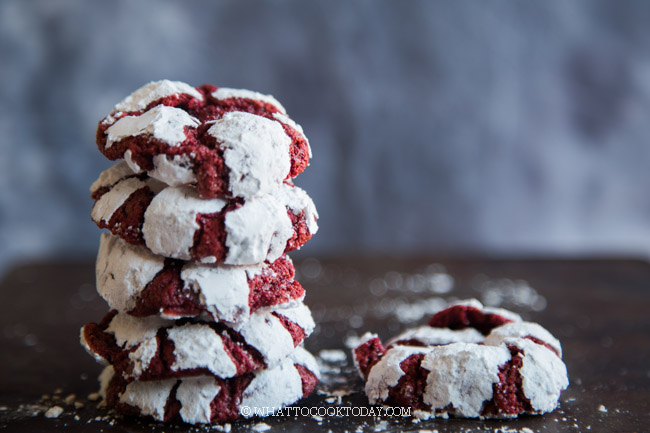 Red Velvet Cream Cheese Crinkle Cookies (from scratch)