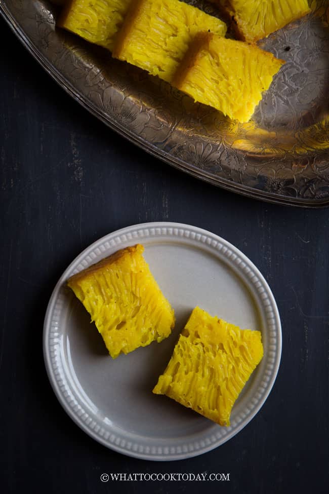 Bika Ambon Panggang / Kuih Bingka (with honeycomb texture)