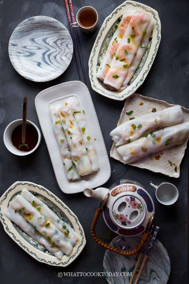 Homemade Cheung Fun (Steamed Rice Noodle Rolls)- 5 Ways