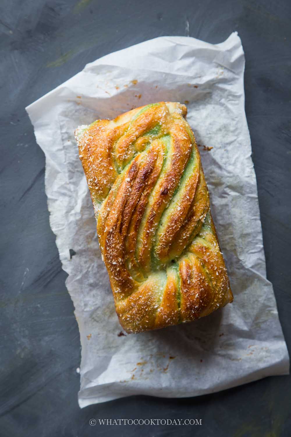 Pandan Coconut Babka / Braided Loaf (using Biga)