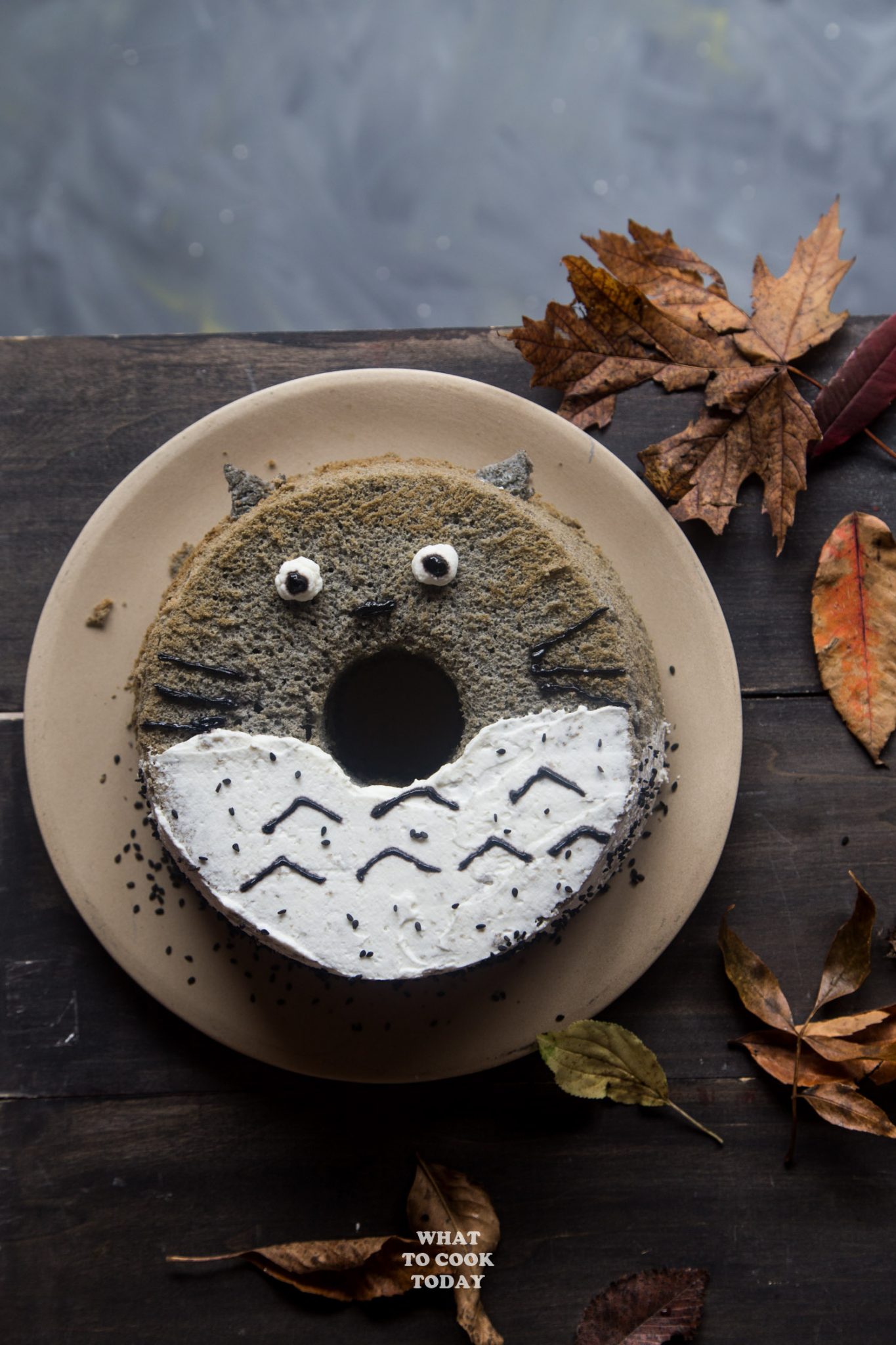 Totoro Black Sesame Chiffon Cake