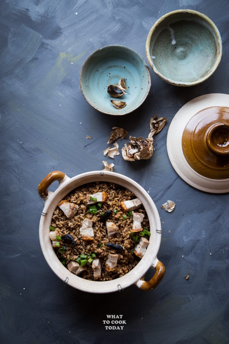 Crispy Roast Pork Black Garlic Rice What To Cook Today