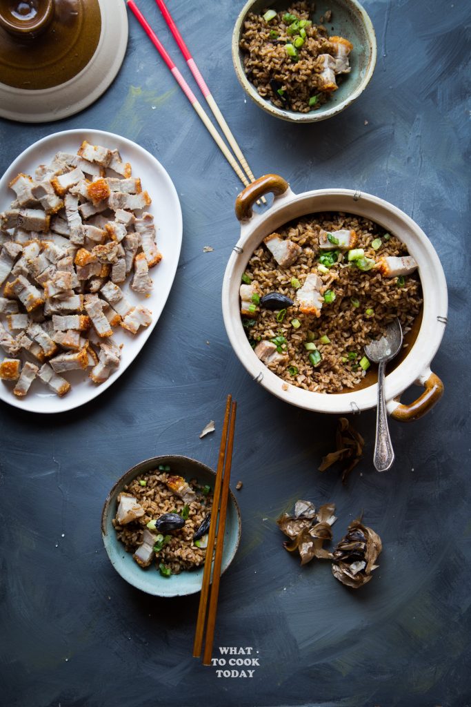 Crispy Roast Pork Black Garlic Rice What To Cook Today