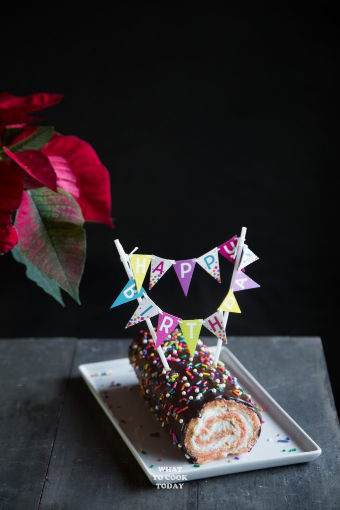 Pink Swiss Roll with Chocolate Ganache What To Cook Today