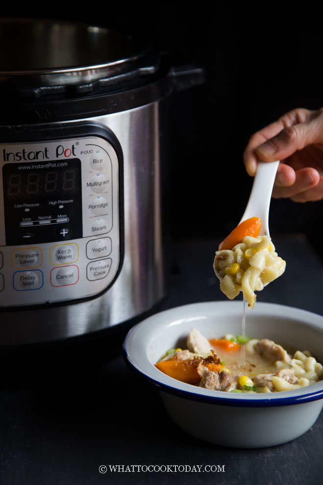 Super Easy Asian Chicken Macaroni Soup (Instant Pot or Stove-top)