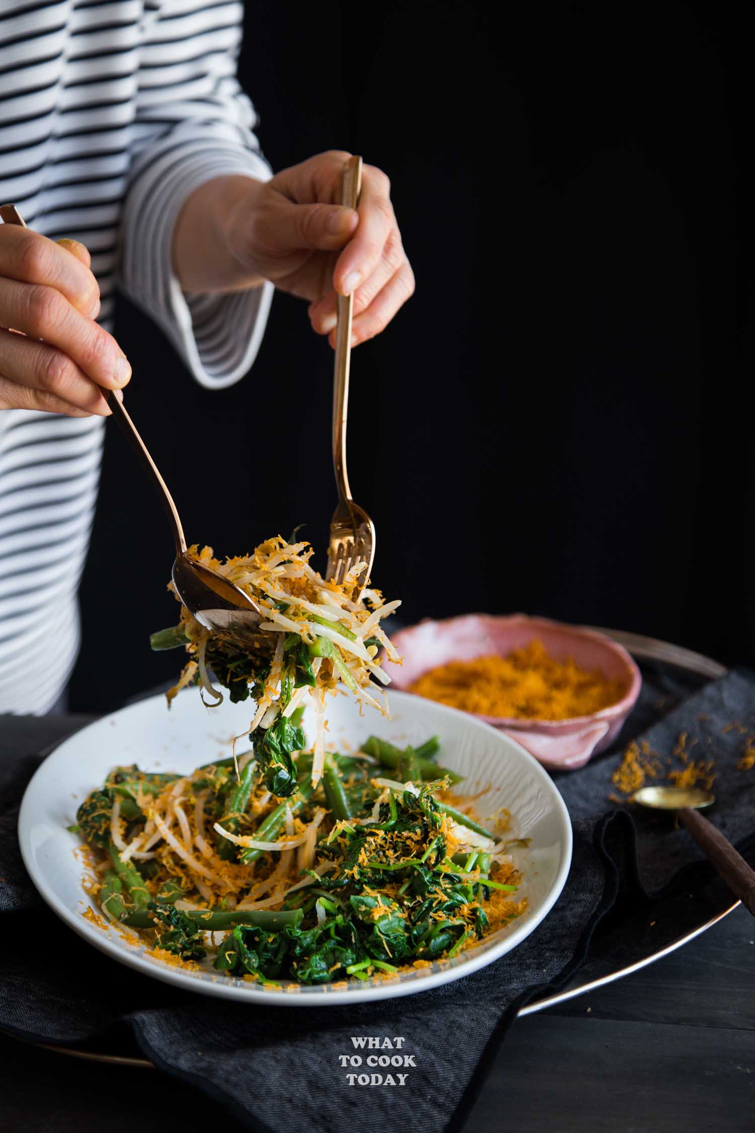 Urap Sayur (Salad with Spiced Grated Coconut Topping) #AsianSaladFeast #glutenfree #vegan