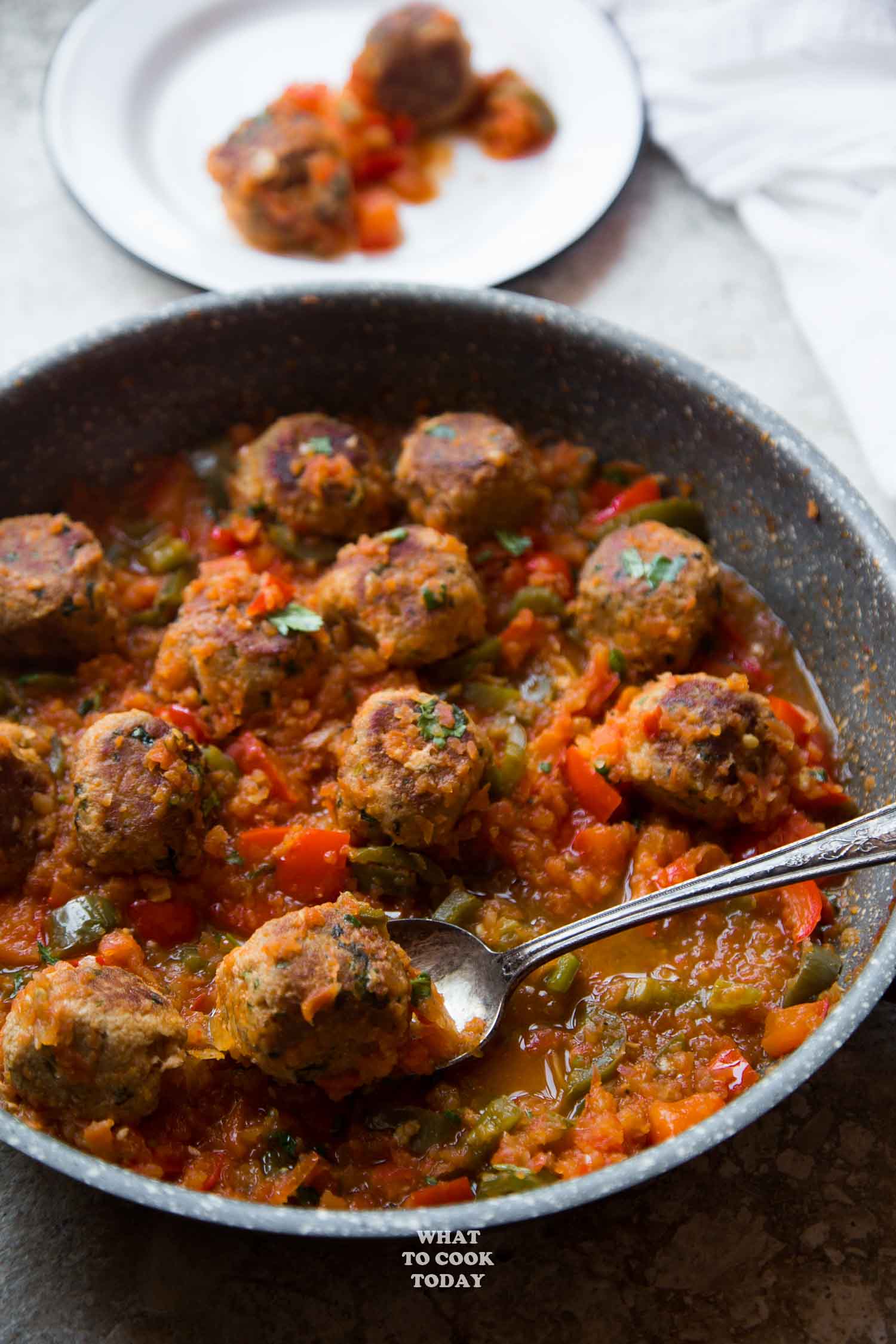 One-pan Tuna Meatballs in Green Chile Tomato Sauce