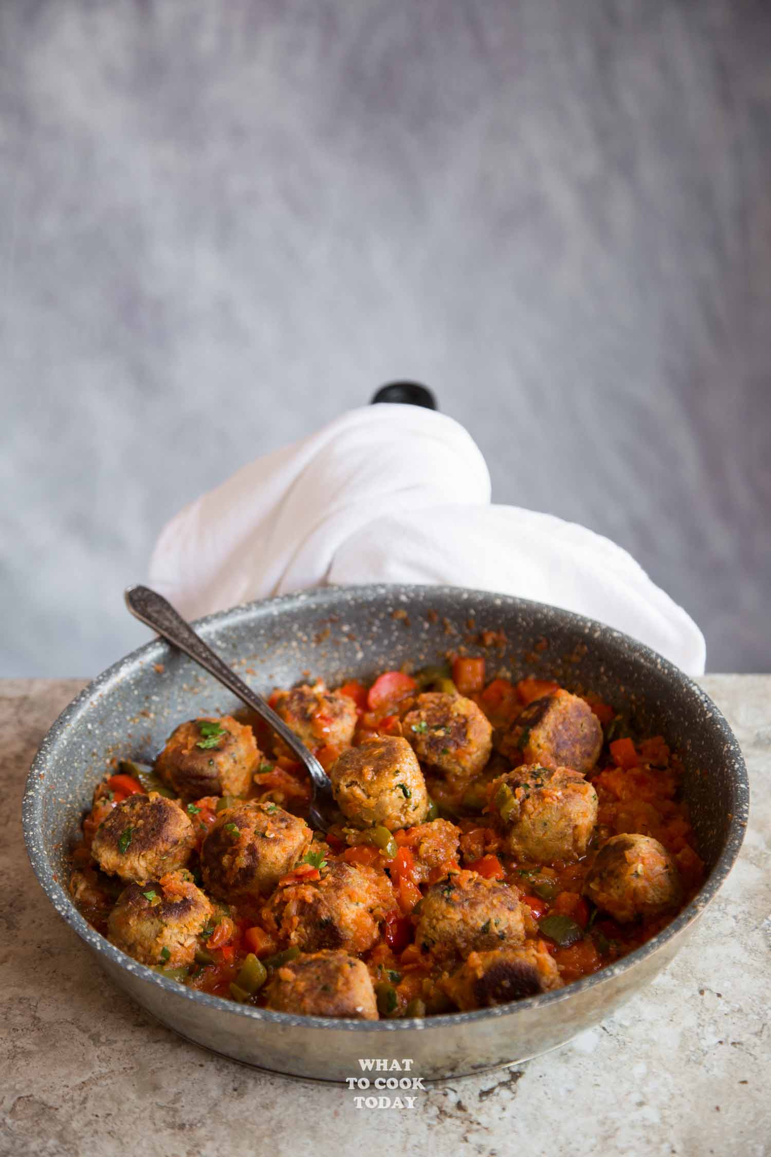 One-pan Tuna Meatballs in Green Chile Tomato Sauce